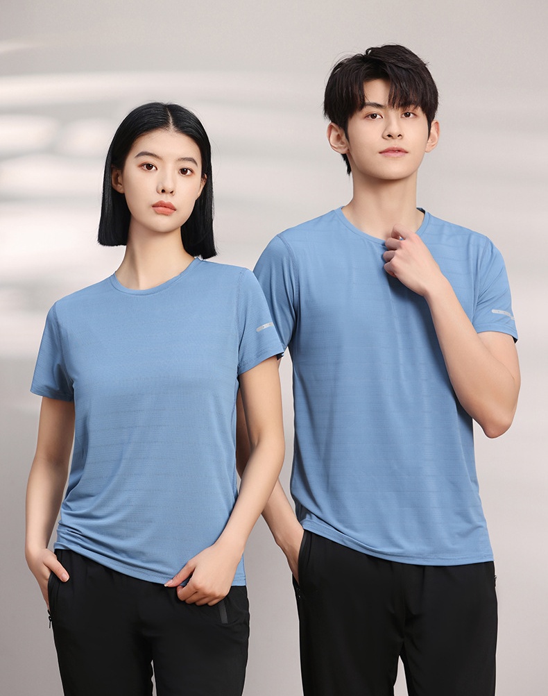 Mens Outdoor Sports Solid Color Short Sleeve Breathable Sweat Absorption Elastic Slimming SS3344