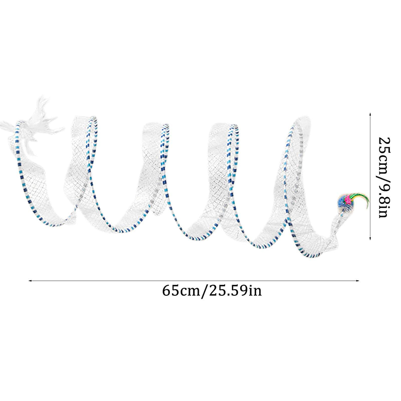 Folding Cat Tunnel S-Shaped Spring Cat Tunnel Plush Mouse Feather Toy Spiral Tunnel Interactive Cat Toy Cat Tunnel Pet Toy