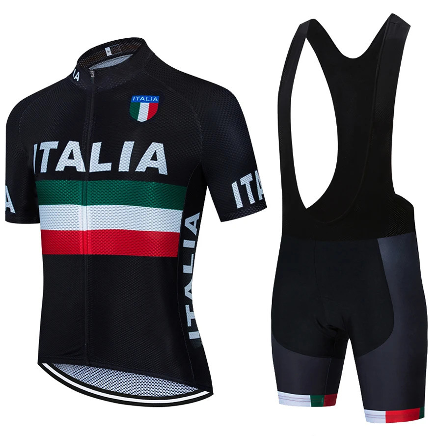 BLACK Cycling Jersey ITALIA Team Bike Jersey Maillot Shorts Set Men Women Ropa Ciclismo Quick Dry Riding Tshirt Clothing 240527