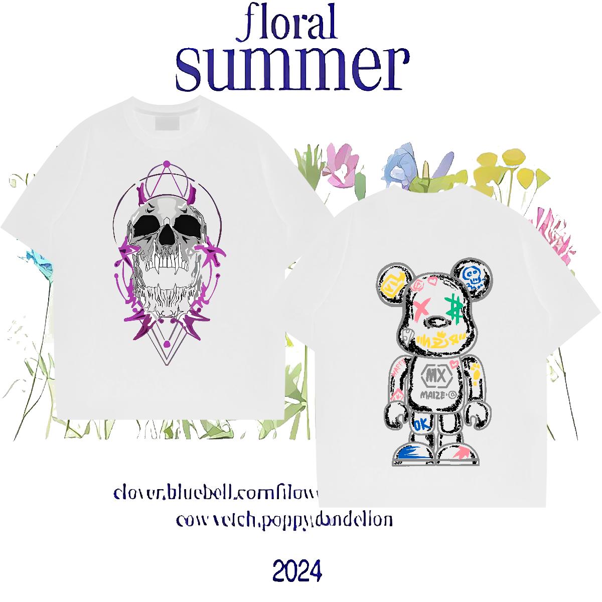 2024 Designer T-Shirts for Men DIY Logo Men Clothes T-Shirt High Street Hip Hop Round Neck Short Sleeve 5A Tops