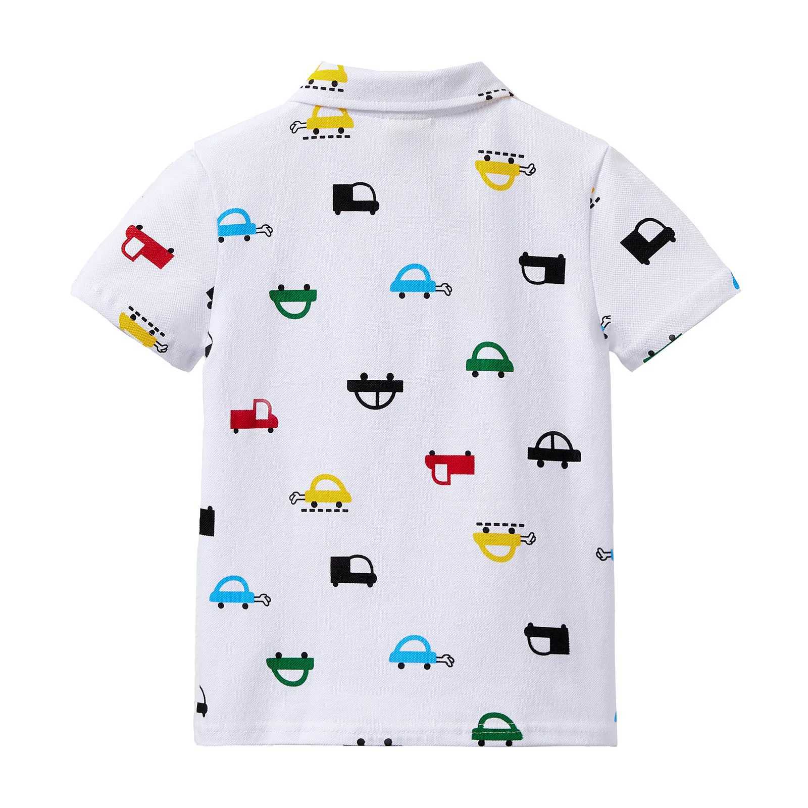 Polos Polos Mudkingdom Boys Polo Shirt Childrens Summer Clothing Car Print T-shirt Childrens Fashion T-shirt Cute Clothing WX5.29