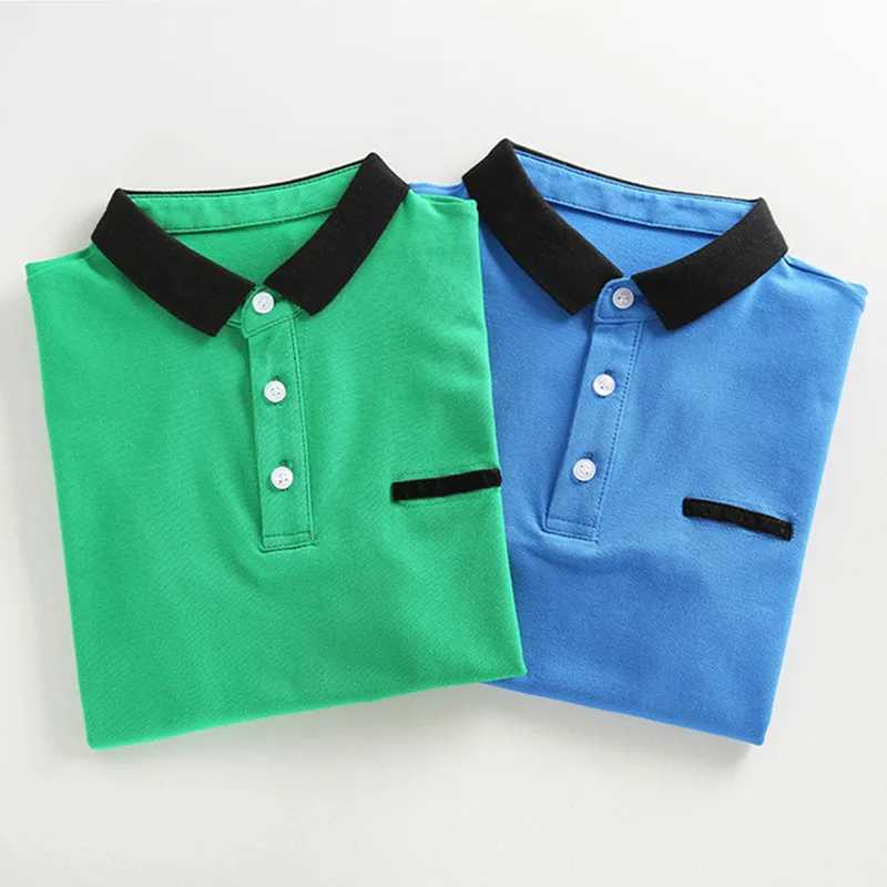 Polos Polos Boys School Uniform Polo Shirt 2024 New Summer Childrens Casual Short Seven Top Youth 4-15 Year Old Childrens Clothing WX5.29