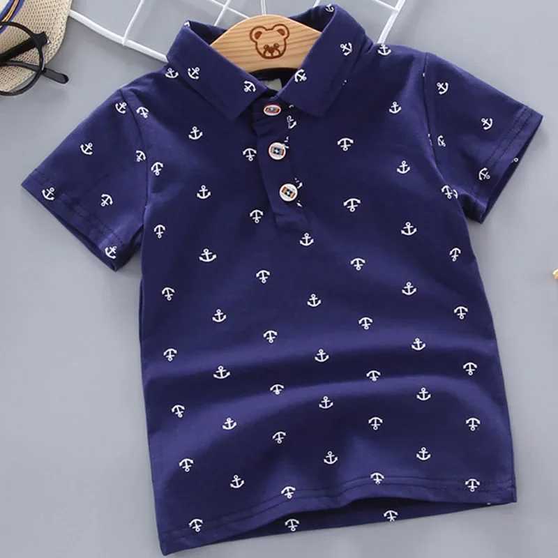 Polos Polos 2024 Summer Boys Short sleeved Seven Fold Collar Womens Cotton Breathable Childrens Top 12M-5Y WX5.29