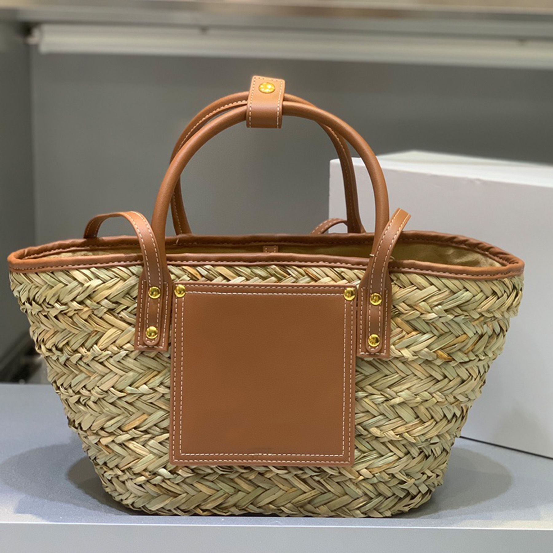 high quality beach basket bag luxury designer woven leather handbag top handle tote bag fashion shopping casual vacation crossbody bag