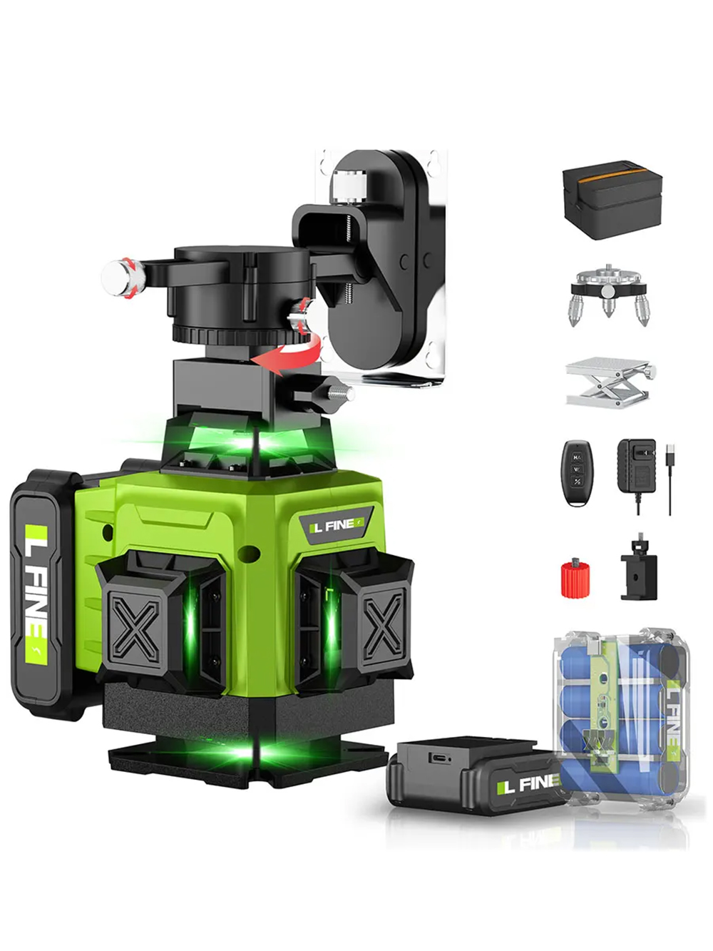 LFINE 3D/4D Laser Level 12/16 Lines Horizontal And Vertical With Remote Control 8 Lines 360°Self-leveling Laser Levels