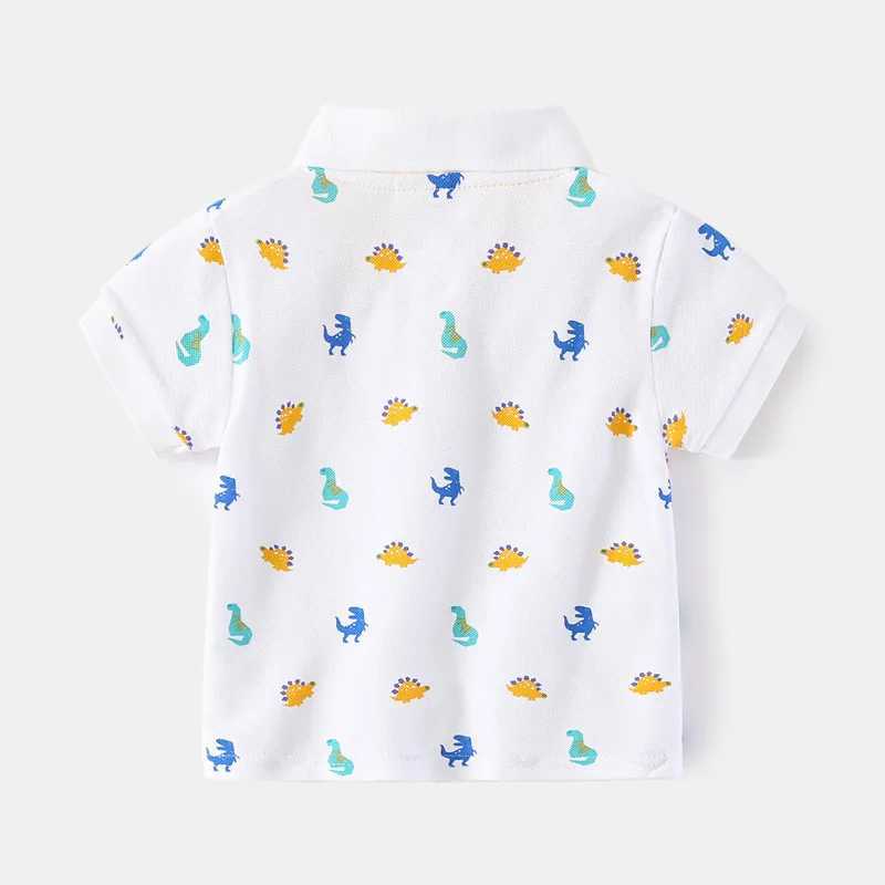 Polos Polos Collar Boys Polo T-shirt 3 to 6 9 12 18 Months 100% Cotton White Blue Childrens Polo Dinosaur Astronaut Luxury Designer Boys Clothing WX5.
