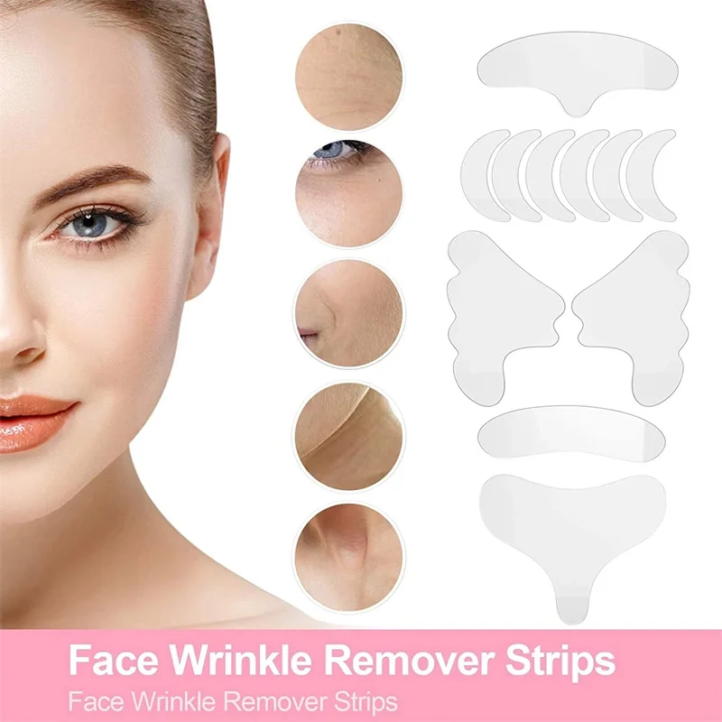 Reusable Face Wrinkle Remover tapes Silicone Anti-wrinkle Face Forehead Cheek Chin Sticker Anti Aging Face Skin Lifting Patches
