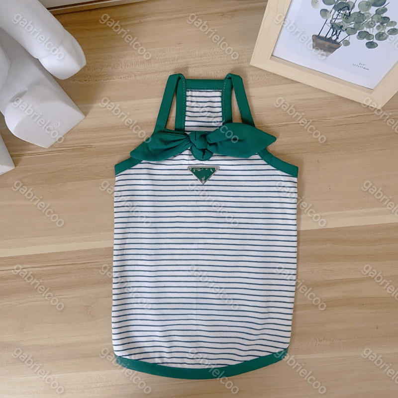 Designer Pet Strap Red Green Yellow Stripe INS Summer Breathable Classic Decorative Clothing corgi Dog Cat Sweet Vest Dress XS-XXL