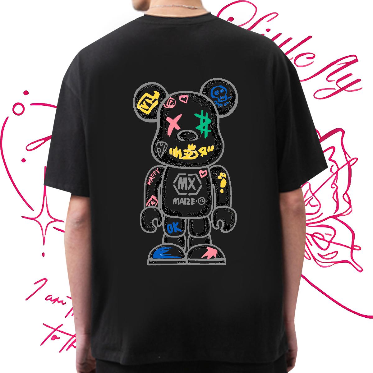 Fashion Casual Man T Shirts Cartoon Printing S-3XL Men Tops Tees Spring Summer Cotton Breathable Short Sleeve Unisex Tops Tees