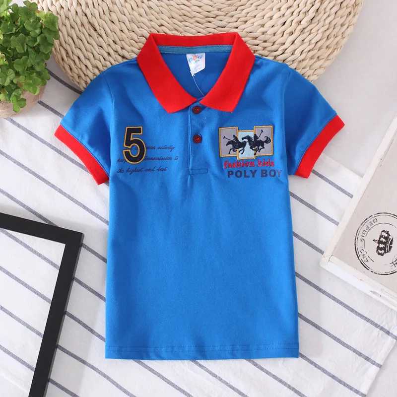 Polos Polos Boys Summer Polo Shirt Cotton Breathable Boys Clothing Pony Fabric Pattern T-shirt Childrens Polo Top 3-7T WX5.29