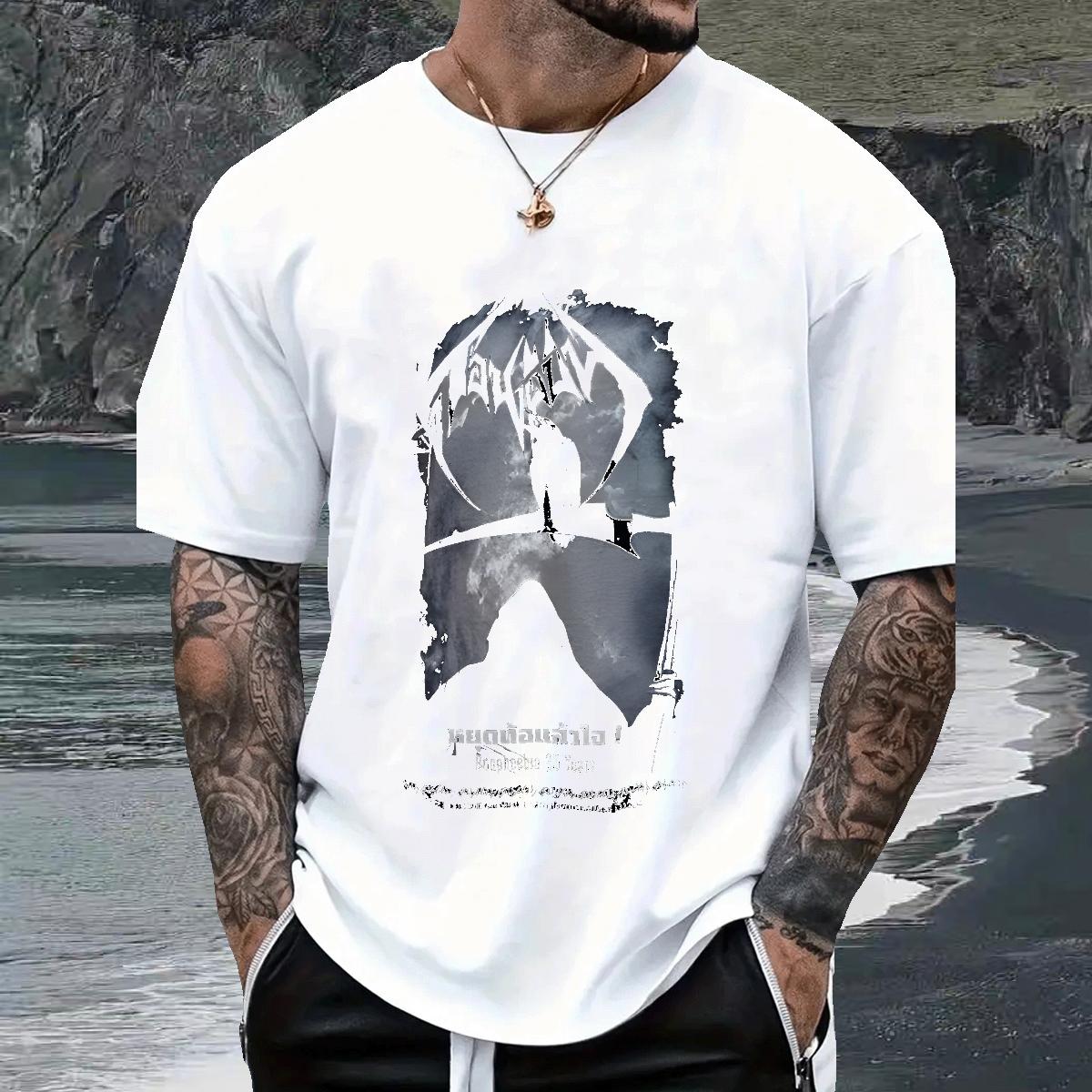 New T Shirt For Man Custom Cartoon Tshirts Beach Short Sleeve Cotton O-Neck Classic Tops Tees