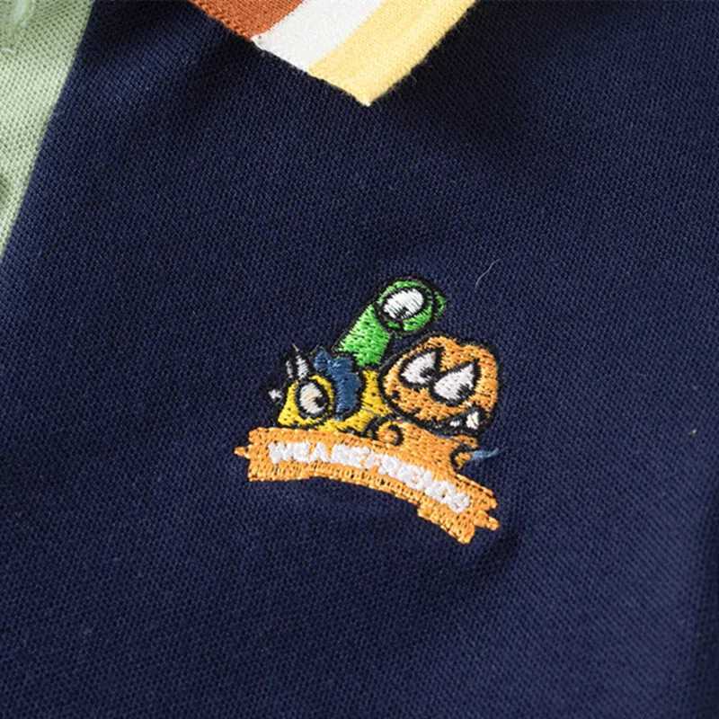 Polos Polos Clibeso Childrens Boys Polo Shirt Cute Cartoon Broidery Shirt Summer Short Seven Cotton Shirt Childrens Baby Top WX5.29