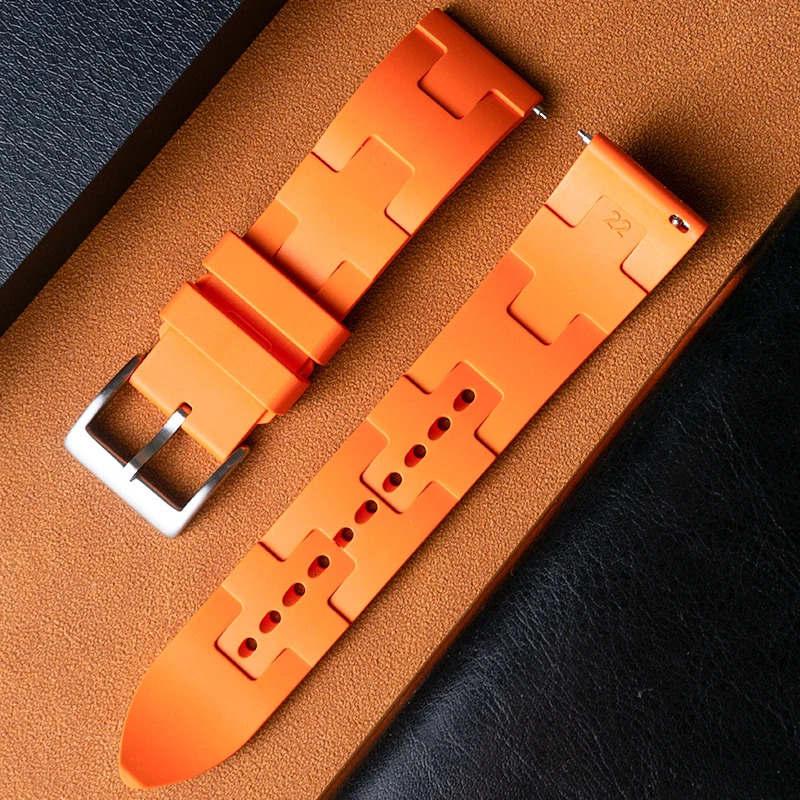 High grade fluororubber strap FKM 25mm Herm strap bracelet for men and women diving waterproof quick release strap 240603