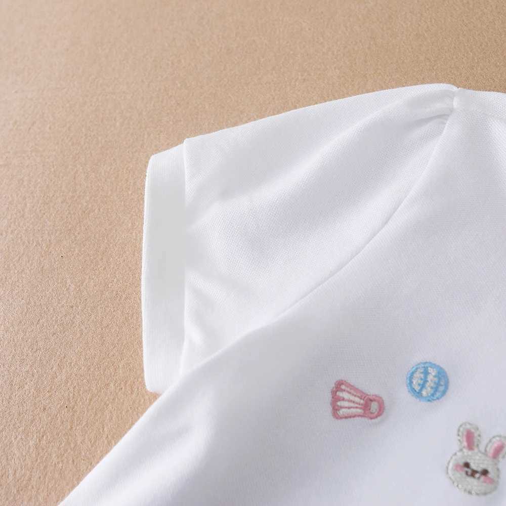 Polos Polos 3-12 year old girl polo summer childrens short sleeved seven piece T-shirt 2023 new childrens lapel baby cotton top WX5.29