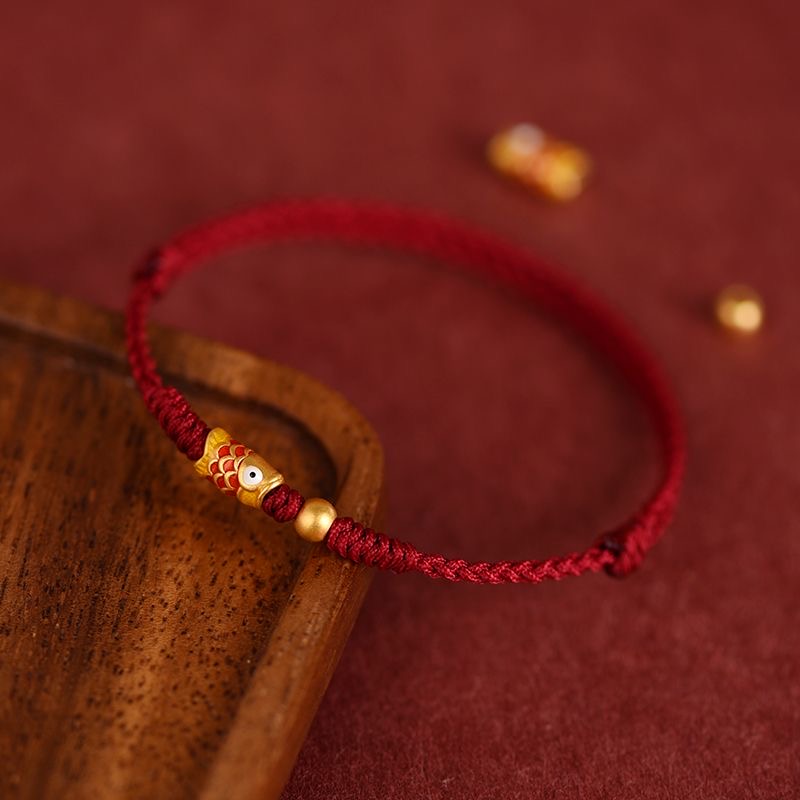 Hand Woven Knot Koi Fish Bracelet Bangles For Lovers' Red Black Rope Lucky Bracelets Best Friend DIY Jewelry Gift Size Adjust