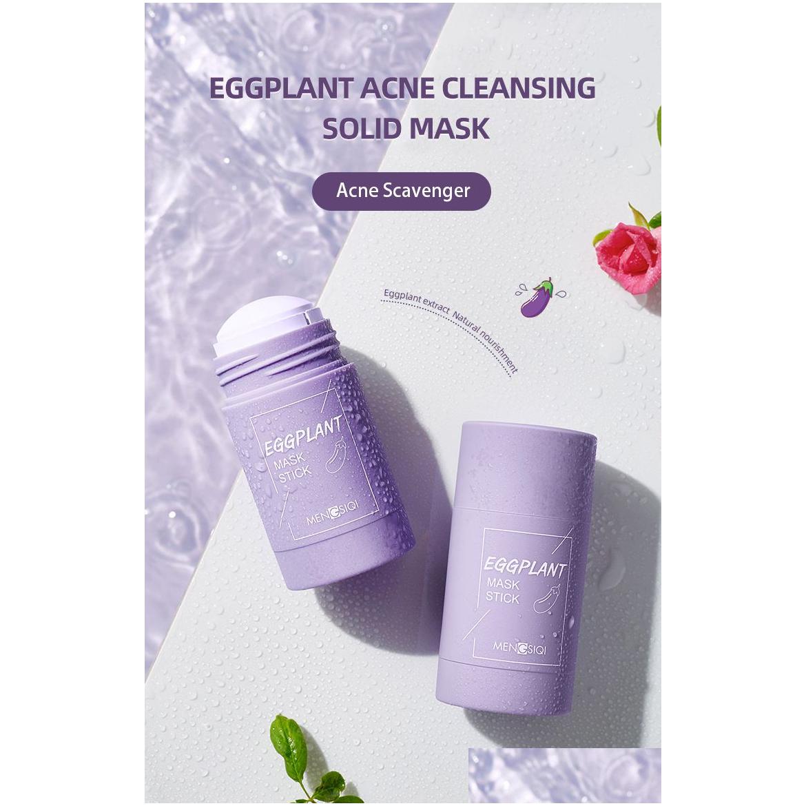 Masks Peels Green Tea Cleaning Eggplant Purifying Clay Stick Solid Mask Oil Control Anti- Mud Cream Beauty Facial Skin Care Drop Deliv Otup6