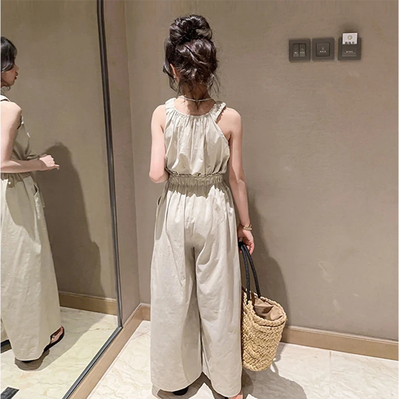 Summer Teen Girls Clothing Sets Children Fashion Princess Tops Wide Leg Pants 2Pcs Outfits Kids Tracksuit 5 6 8 10 12 14 Years 240530