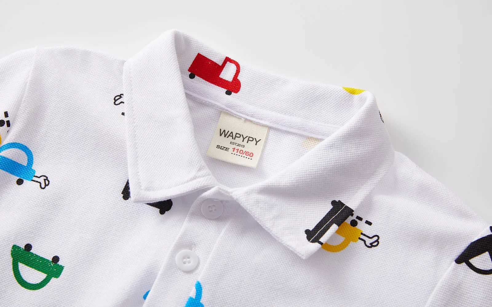 Polos Polos Mudkingdom Boys Polo Shirt Childrens Summer Clothing Car Print T-shirt Childrens Fashion T-shirt Cute Clothing WX5.29