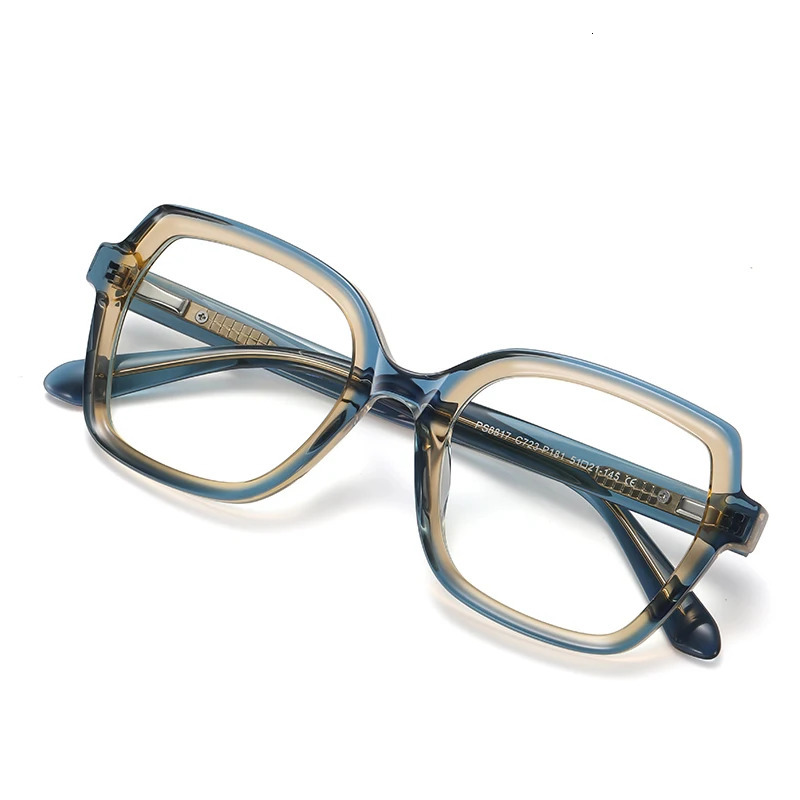 Gmei Optical Women Fashion Acetate Blue Light Blocking Computer Glasses Without Degrees Female Square Spectacles Frame PS8817 240530