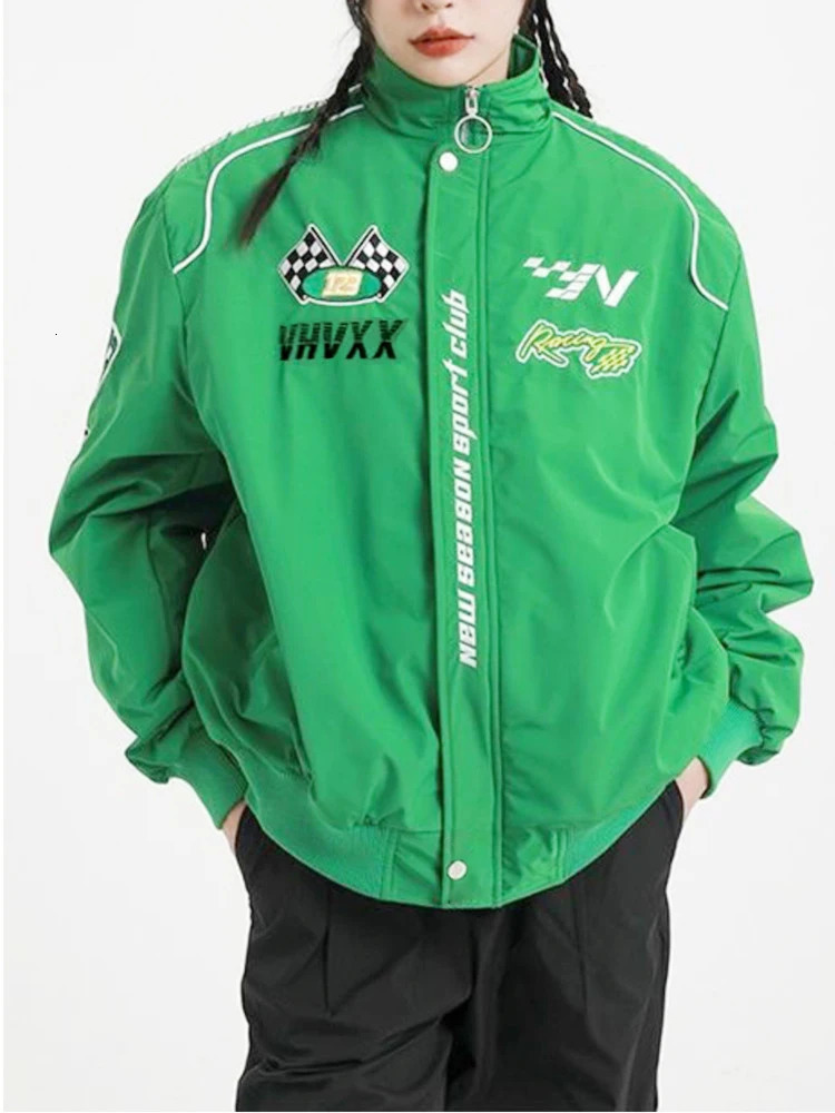 Vintage Baseball Cyber Y2k Basic Jacket Men Racer Jacket Coat Autumn Spring Clothes For Couple Techwear Loose BF Women Outerwear 240528