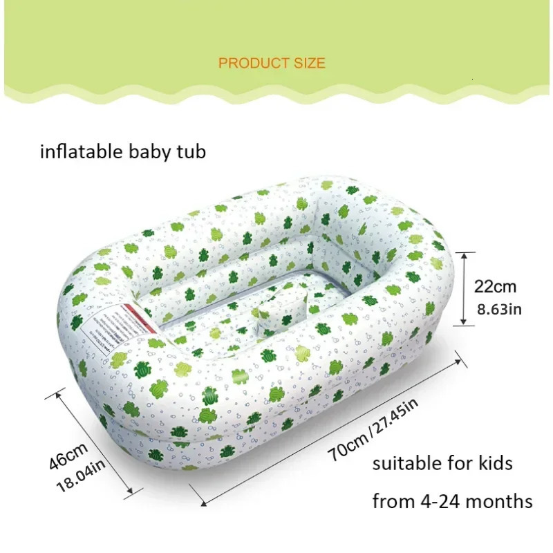 Mommys Helper Inflatable Bathtub for Baby Toddler Saddle Horn Bath Seat Keeps From Sliding Foldable Tub 240530