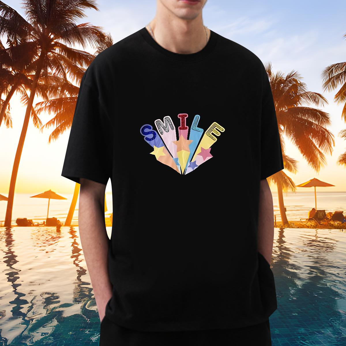 2024 New T-Shirts DIY Logo Tshirts Street wear Hip Hop Breathable Short Sleeve Loose Fit Wear