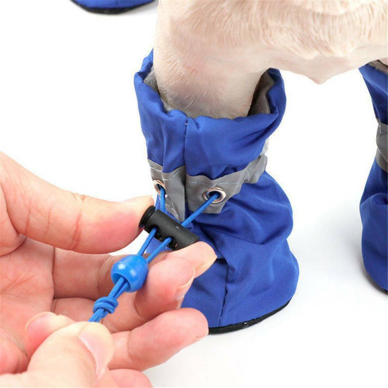 4pcs Dog Shoes Outdoor Anti-Slip Waterproof Rain Boots Winter Puppy Socks Warmth Soft Breathable Shoes Pet Accessories