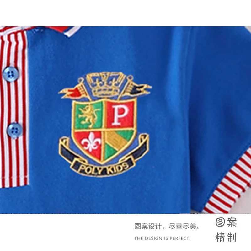 Polos Polos Boys Polo Shirt Summer Sports Jersey Cotton Girls Striped Neckline Clothing Childrens Embroidered Pattern T-shirt Short Seven Top T-shirt 