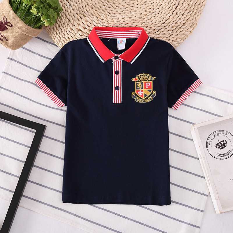 Polos Polos Boys Polo Shirt Summer Sports Jersey Cotton Girls Striped Neckline Clothing Childrens Embroidered Pattern T-shirt Short Seven Top T-shirt 