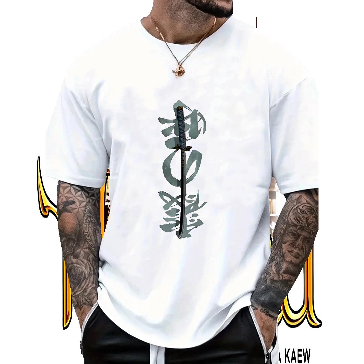 2024 DIY T Shirts Men Black Oversized Tshirts Sport O-Neck Short Sleeve Cotton Popular Clothes