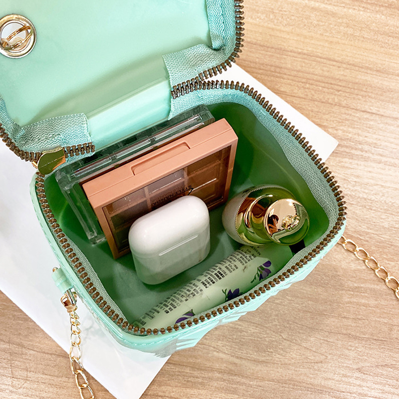 DingTalk Jelly Bag New Pearl Women's Handbag Fashion Chain Bucket Bag Single Shoulder Crossbody Bag Cute Mini Bag