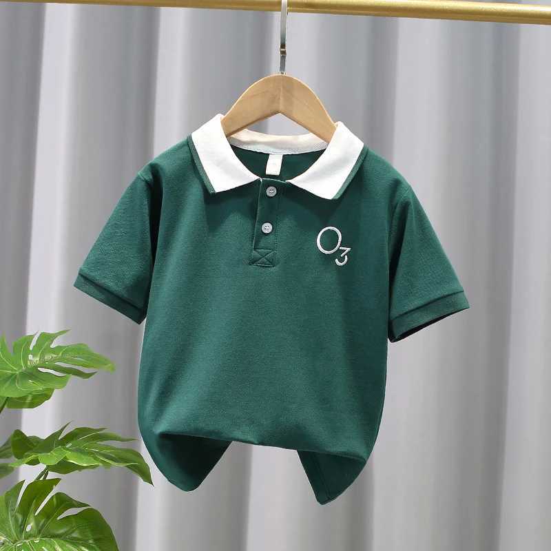 Polos Polos Boys casual polo shirt summer fashion youth cotton breathable short seven lapel ter T-shirt childrens clothing 2-12Y WX5.29