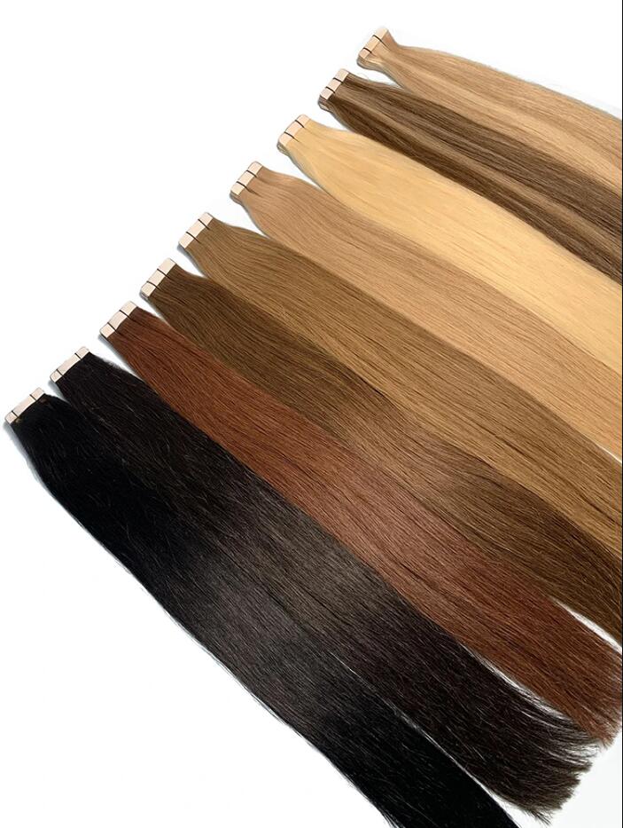 Tape In Straight Brazilian Adhesive Extensions Skin Weft Black Brown 100% Real Human Hair For Women 20Pcs/Lot