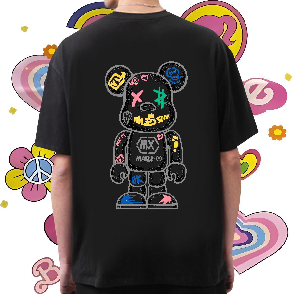 Fashion Casual T-Shirts Plus Size Cartoon Men Tshirts Sport Cotton Breathable Classic Tops Shirt