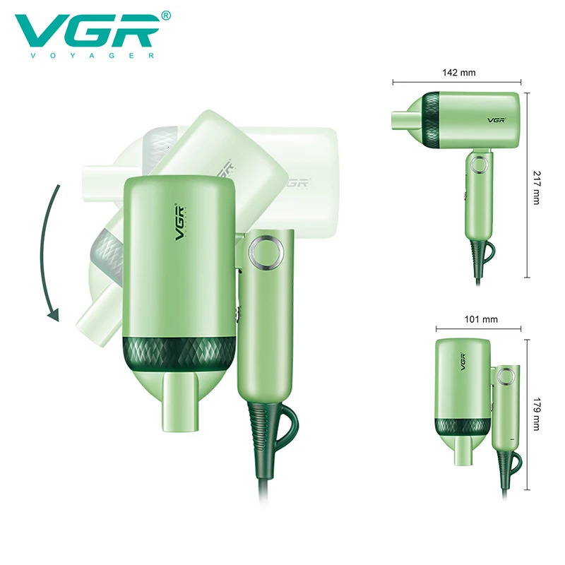 VGR Hair Dryer Professional Dryer Foldable Hair Dryer Machine Overheating Protection Hair Salon for Household Use Mini V-421 240530