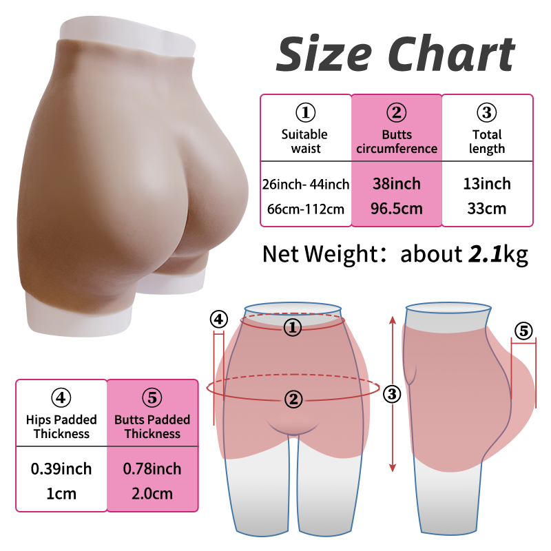 Silicone Buttocks Pants 2cm Enhancing Padded And Fake Big Hips 1cm Padding Sexy Ass Realistic Butt Shapers for African Women