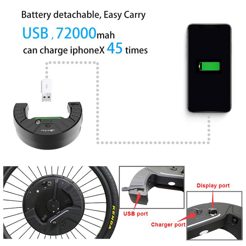 24"-29" E Bike Front Wheel Hub Assembly Motor Kit E-Bike Powerful 36V 350W Electric Bicycle Front Alloy Wheel Waterproof IP65