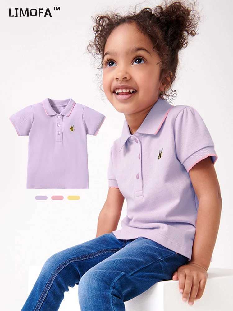 Polos Polos LJMOFA summer baby girl T-shirt short sleeved seven polo shirt childrens solid cotton top childrens T-shirt D407 WX5.29