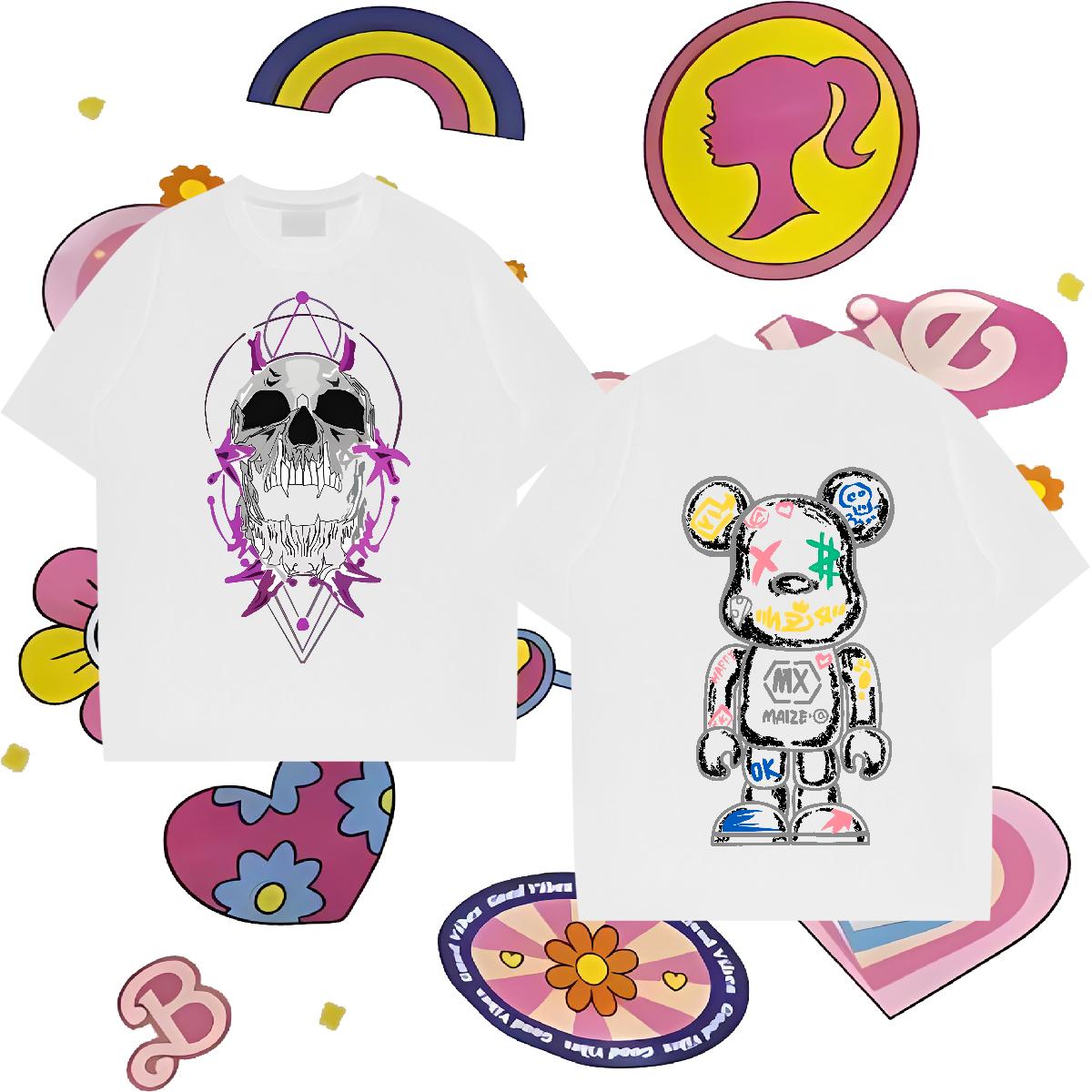 Fashion Casual T-Shirts Plus Size Cartoon Men Tshirts Sport Cotton Breathable Classic Tops Shirt