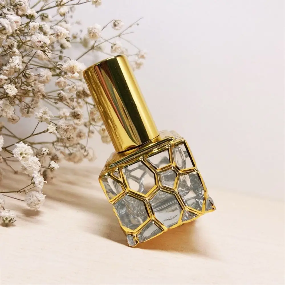 10ml Mini Glass Spray Bottle Luxury Perfume Empty Cosmetics Alcohol Bottles Refillable Atomizer Portable Gold Sprayer
