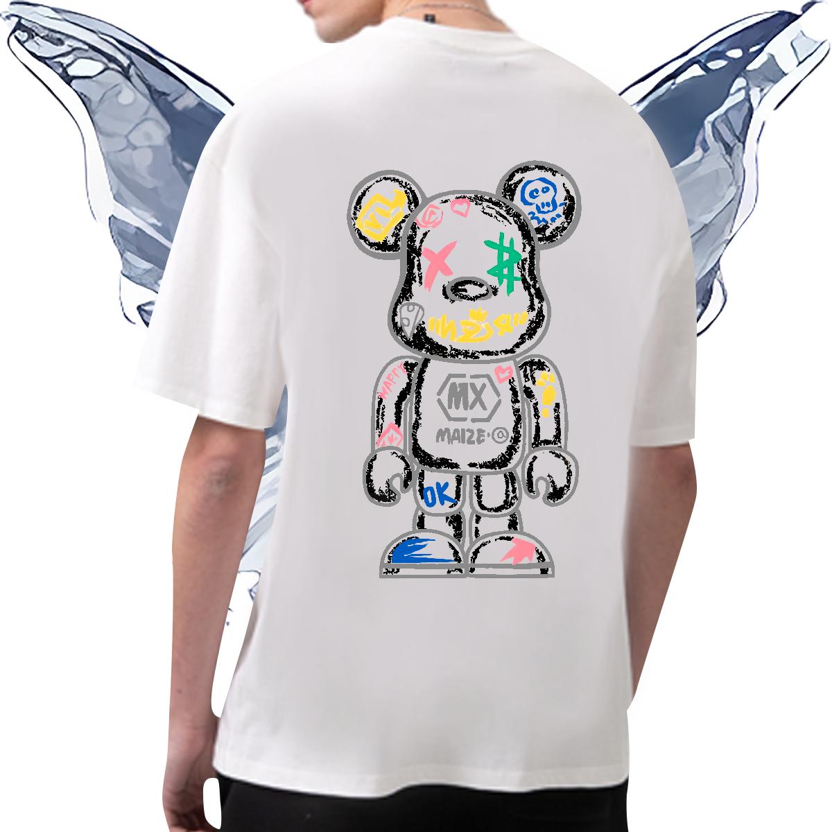 Fashion Design T-Shirts Cartoon Printing S-3XL Couples T Shirts Street wear Hip Hop Breathable Crew Neck Cool Design Tops Shirt