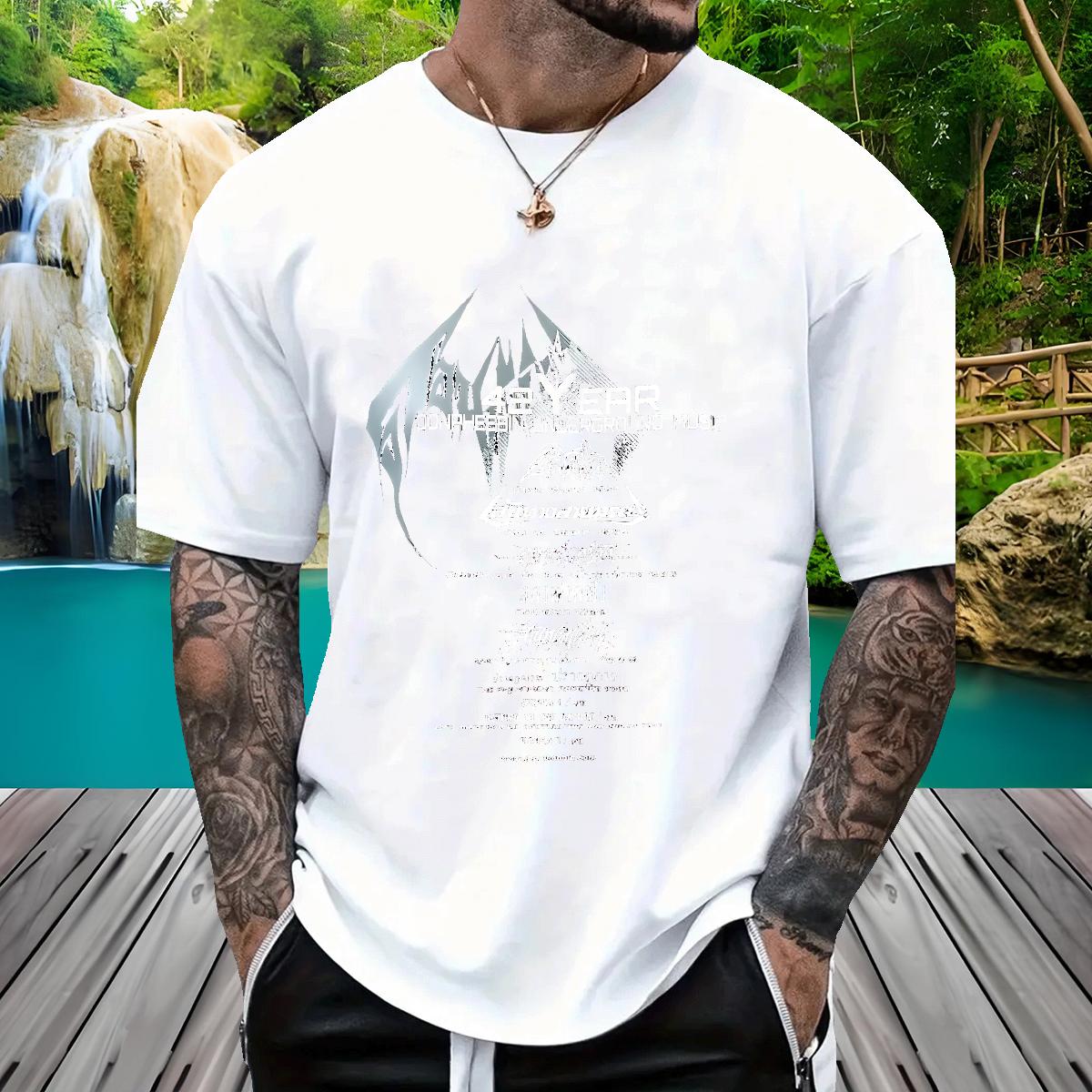 Fashion T-Shirts Black Oversized Mens Tshirts High Street Hip Hop Breathable Crew Neck Cotton Classic Tshirts