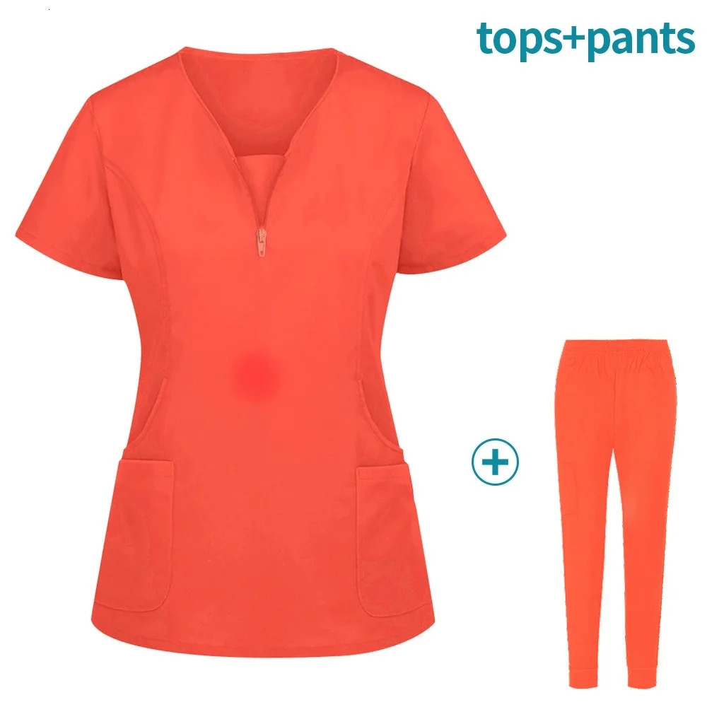 Nurse Beauty Salon Workwear Clinical Scrubs Top Pant Spa Doctor Nursing Tunic Suit Uniforms Woman Scrub Set y240530
