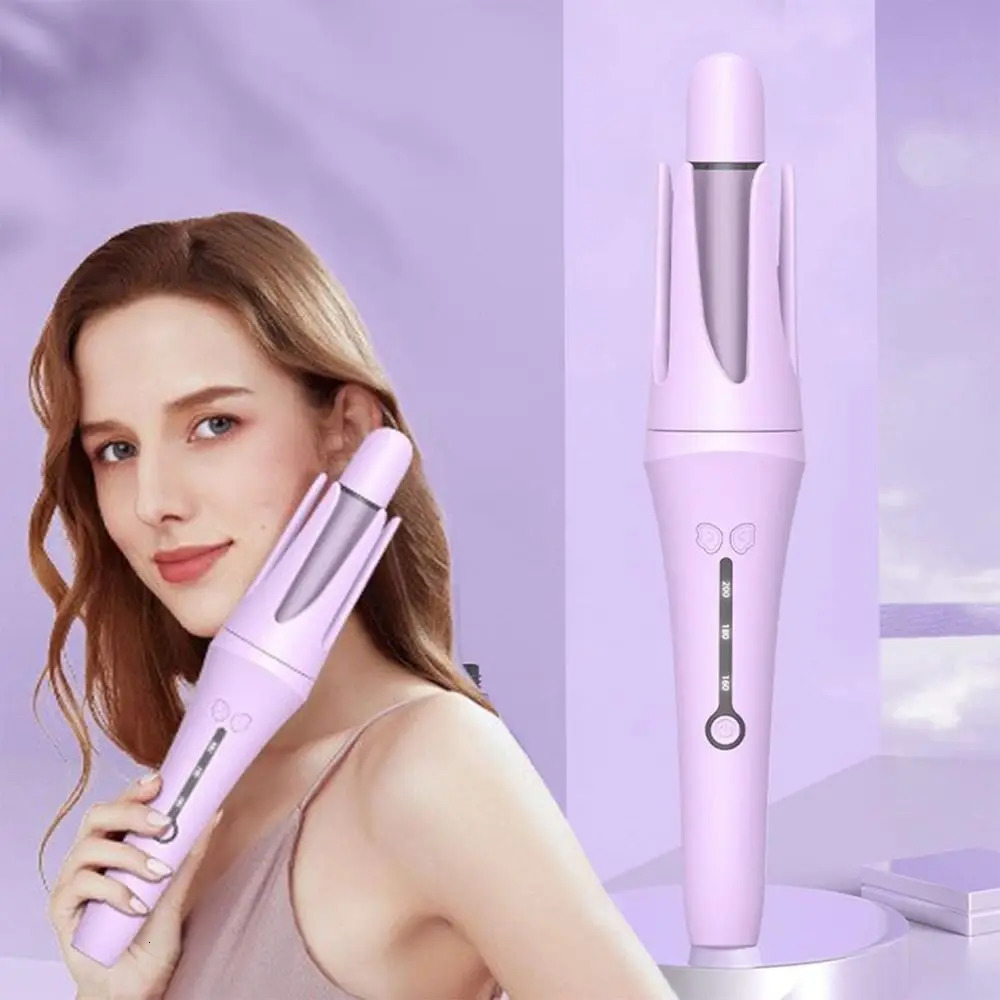 with 3 Temps Curling Iron Travel for Hair Styling Auto Rotating Curing Wand Solid Color Long Short Hair Automatic Hair Curler 240530
