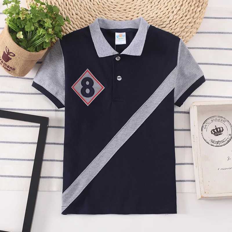 Polos Polos 2022 Childrens Polo Shirt Baby Boys Sports Top Fashion Patch Work Boys T-shirt 3 4 5 6 7 8 9 10 12 13 14 Year Old Childrens Clothing WX5.2