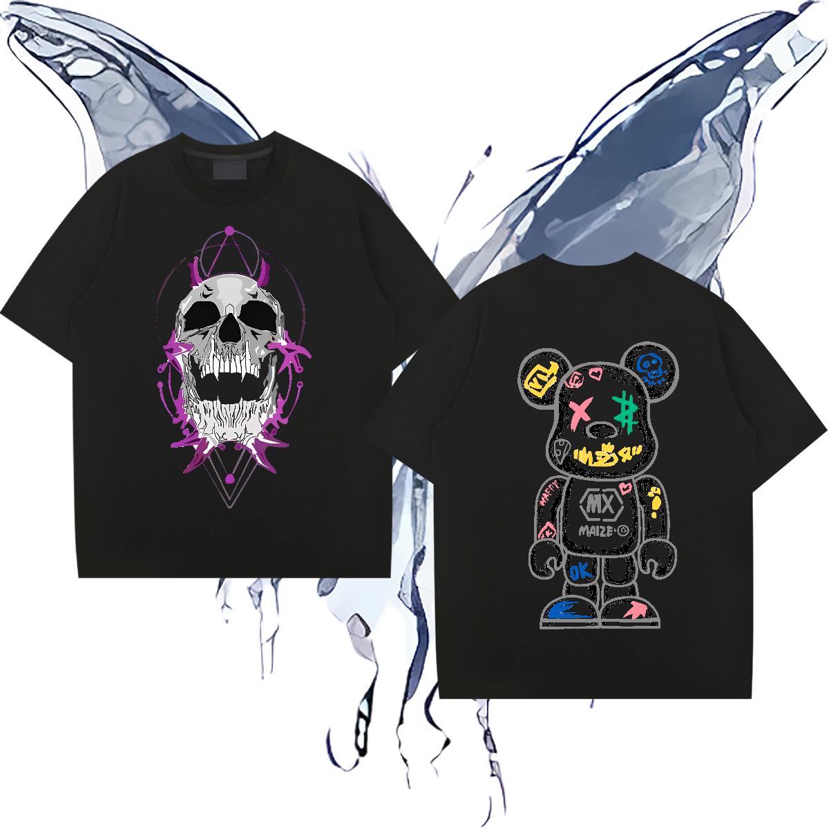 Fashion Design T-Shirts Cartoon Printing S-3XL Couples T Shirts Street wear Hip Hop Breathable Crew Neck Cool Design Tops Shirt