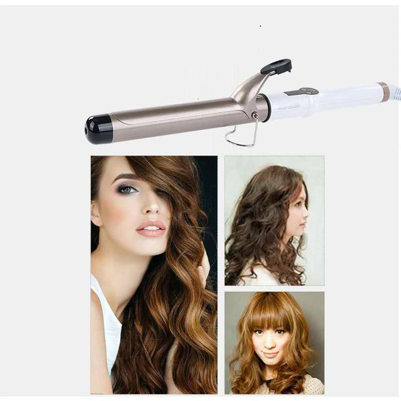 Temperature Setting Electric Hair Curler Long Curling Tong Wand 9-38mm Professional Hair Curling Iron LCD Screen 240530