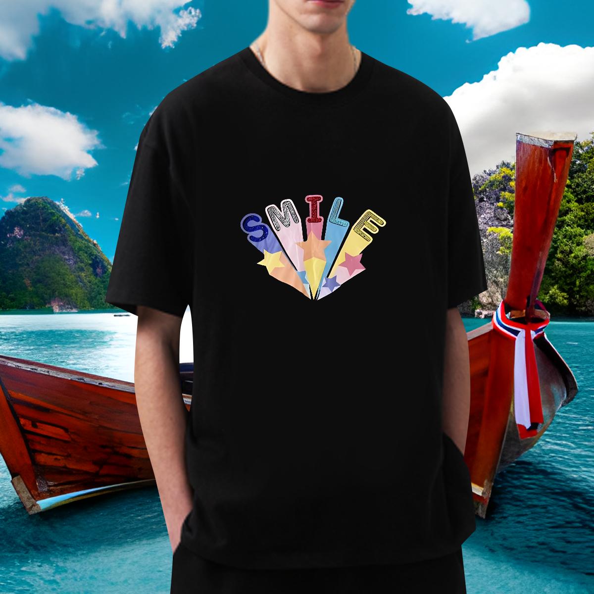 Classic Casual T Shirt For Man Custom Print Oversized Men Tops Tees Summer Casual Cotton Breathable Short Sleeve Loose Fit Tees