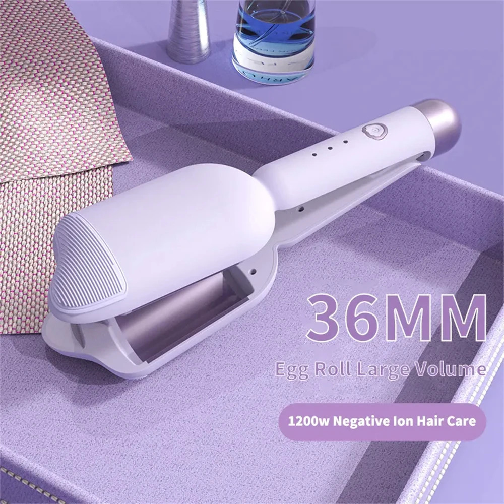 36mm Wavy Hair Curlers Curling Iron Wave Volumizing Hair Lasting Styling Tools Egg Roll Head Waver Styler Wand 240530