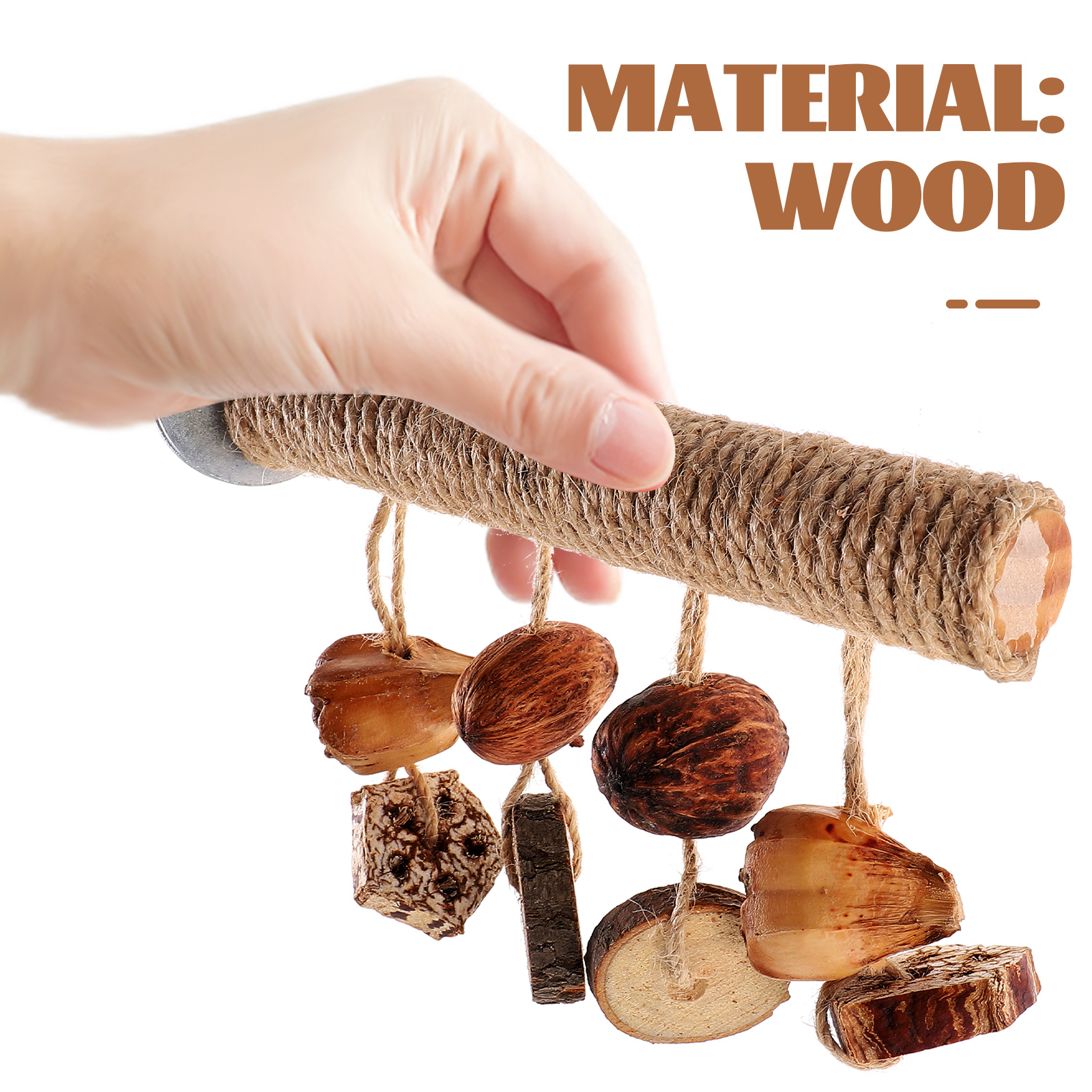 Twine Rope Parrot Toy Bird Cage Stand Fruit Wooden Perches for Birdcage Cockatiels